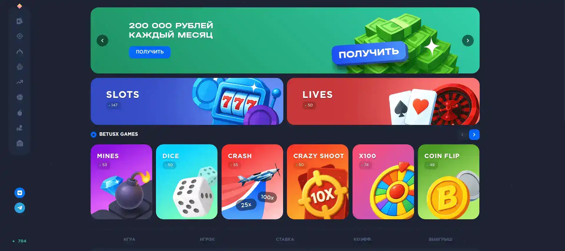 Бет Андреас казино зеркало интерфейс